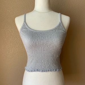 Hollister Baby Blue Smocked Crop Top Cami Small